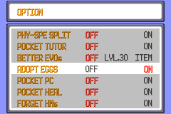Adopt Eggs in the option menu