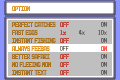 Always Feebas in the option menu