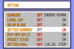 Better Summary in the option menu