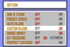 Custom Blend in the option menu