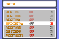 Infinite TMs in the option menu
