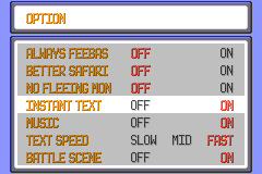 Instant Text in the option menu