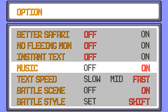 Music in the option menu