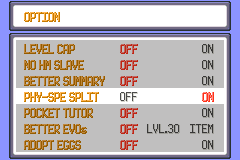 Physical Special Split in the option menu