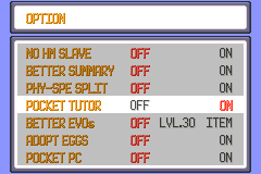 Pocket Tutor in the option menu