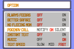 Pokénav Call in the option menu