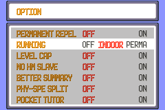 Running in the option menu